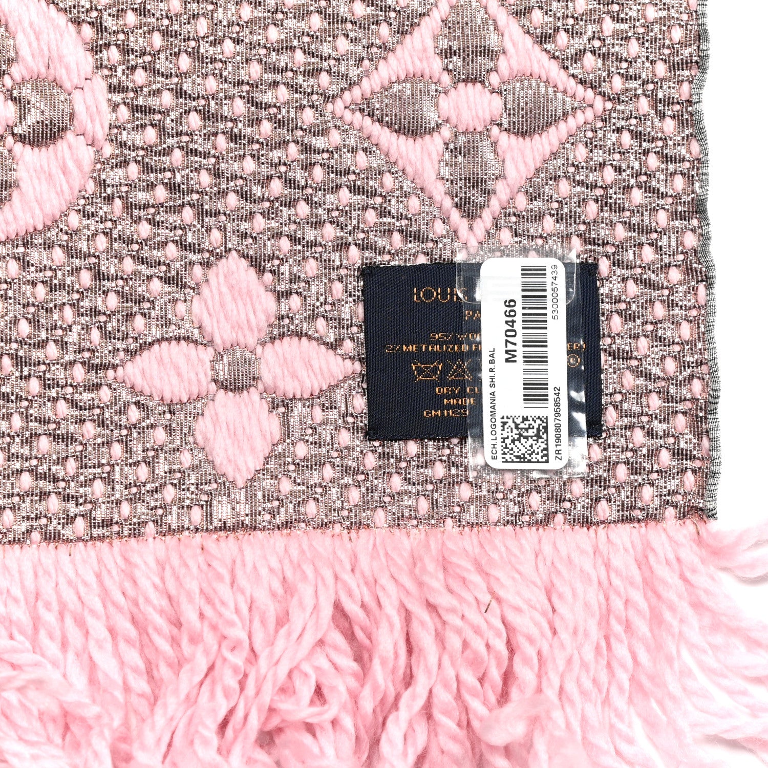 Louis Vuitton Wool Silk Logomania Shine Scarf Pink 4 of 4