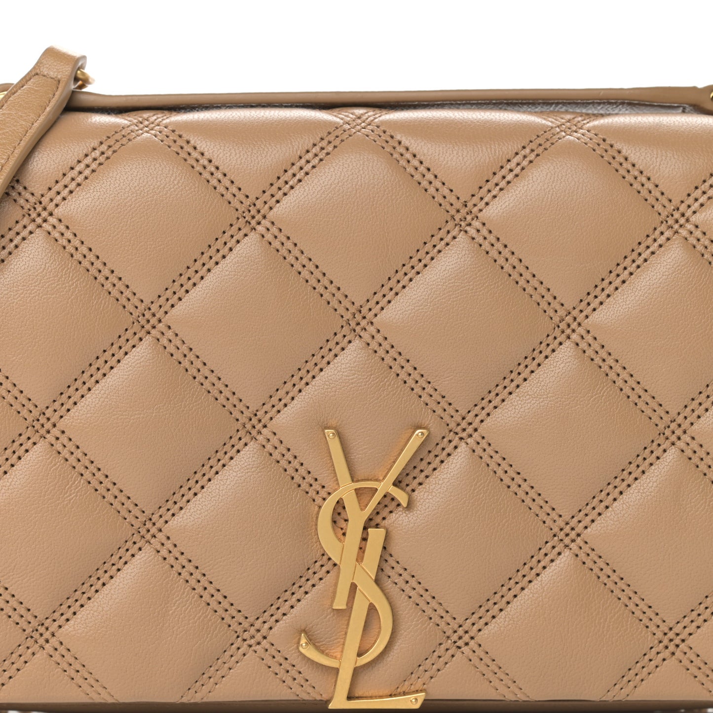Lambskin Diamond Quilted Becky Chain Wallet Natural Tan