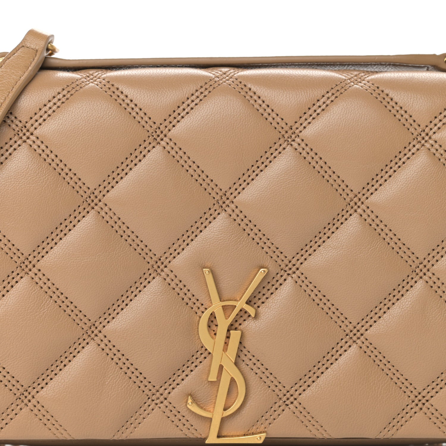 Saint Laurent Lambskin Diamond Quilted Becky Chain Wallet Natural Tan 8 of 11