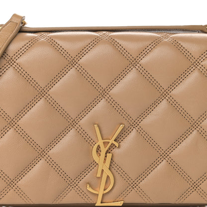 Saint Laurent Lambskin Diamond Quilted Becky Chain Wallet Natural Tan 8 of 11