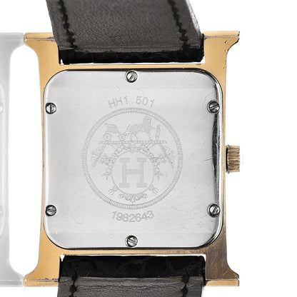 Hermes Stainless Steel Alligator 26mm Heure H Hour Quartz Watch Noir 7 of 8