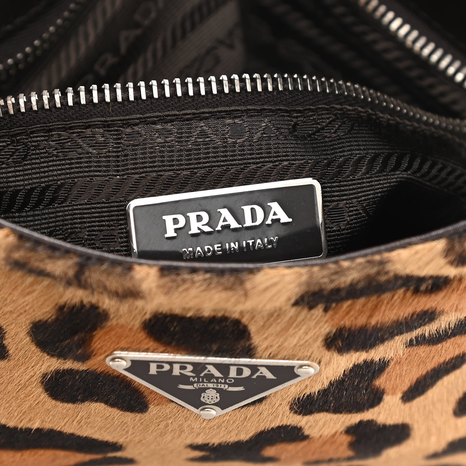 Prada Calf Hair Leopard Print Hobo Miele Moro 6 of 14