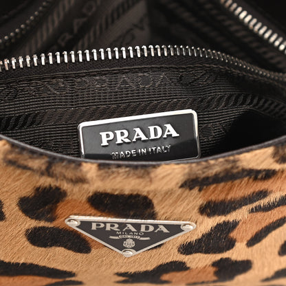Prada Calf Hair Leopard Print Hobo Miele Moro 6 of 14