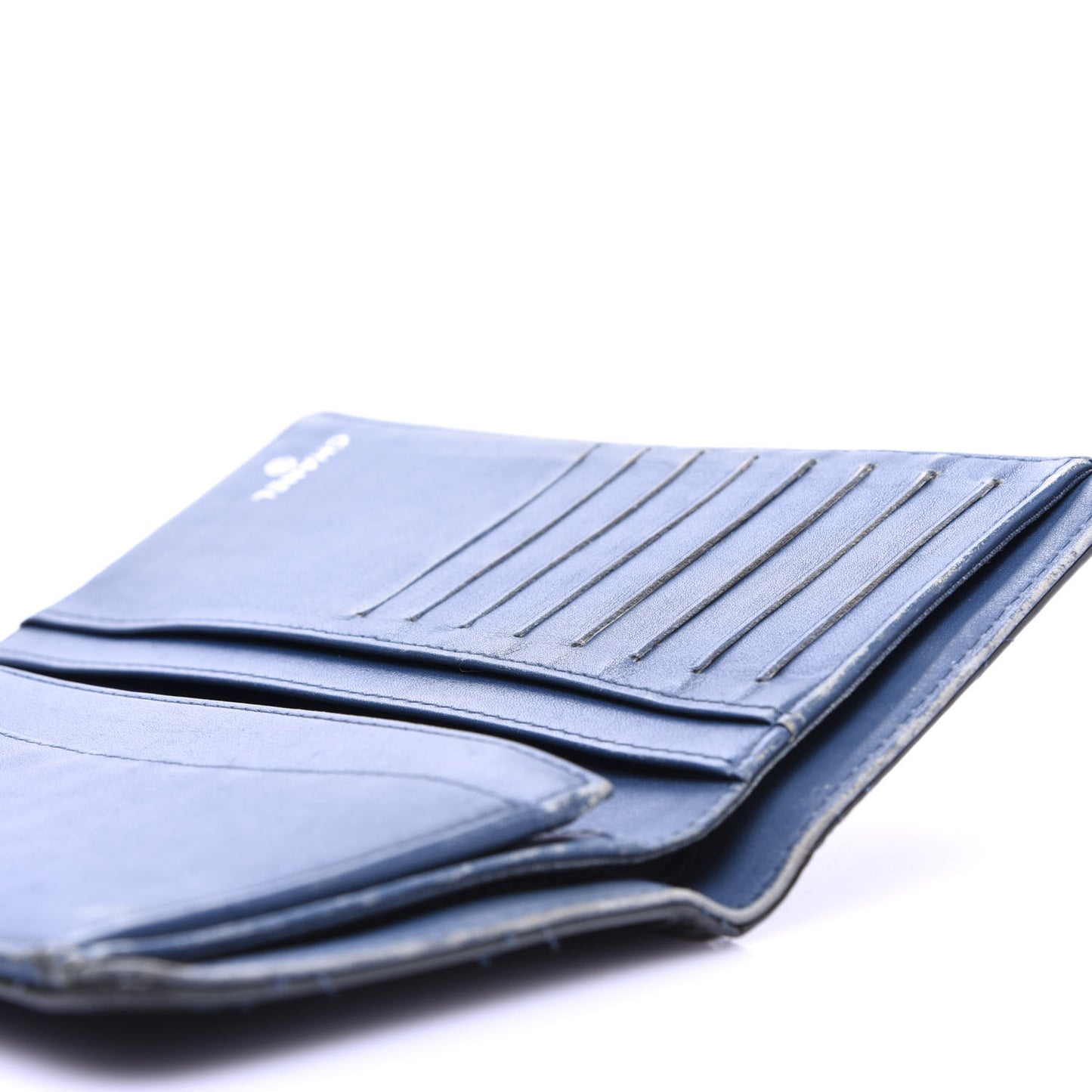 Patent Calfskin Quilted Yen Wallet Blue