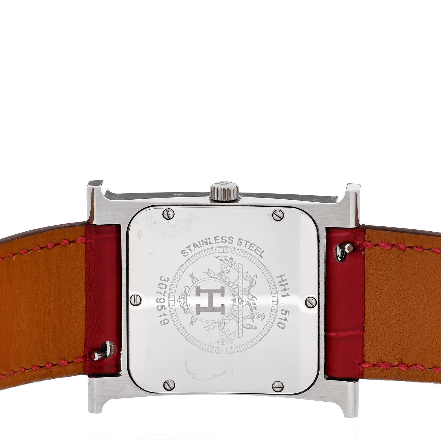 Hermes Stainless Steel Alligator Diamond Mother of Pearl 26mm Heure H Hour Quartz Watch Braise 3 of 4