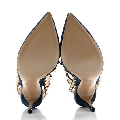 Valentino Garavani Suede Nappa Rockstud Ankle Strap 100mm Pumps 35 Marine 5 of 11