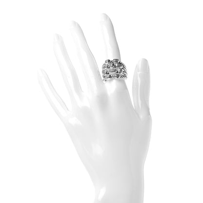 David Yurman Sterling Silver Diamond Confetti 4 Row Ring 54 7 2 of 6