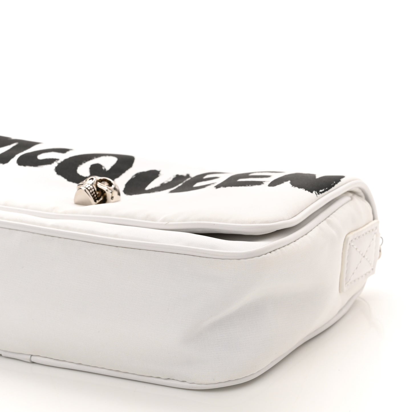 Nylon Graffiti Skull Small Crossbody Bag White Black