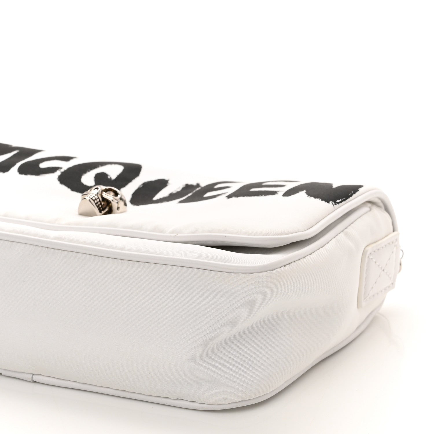 Alexander McQueen Nylon Graffiti Skull Small Crossbody Bag White Black 11 of 11