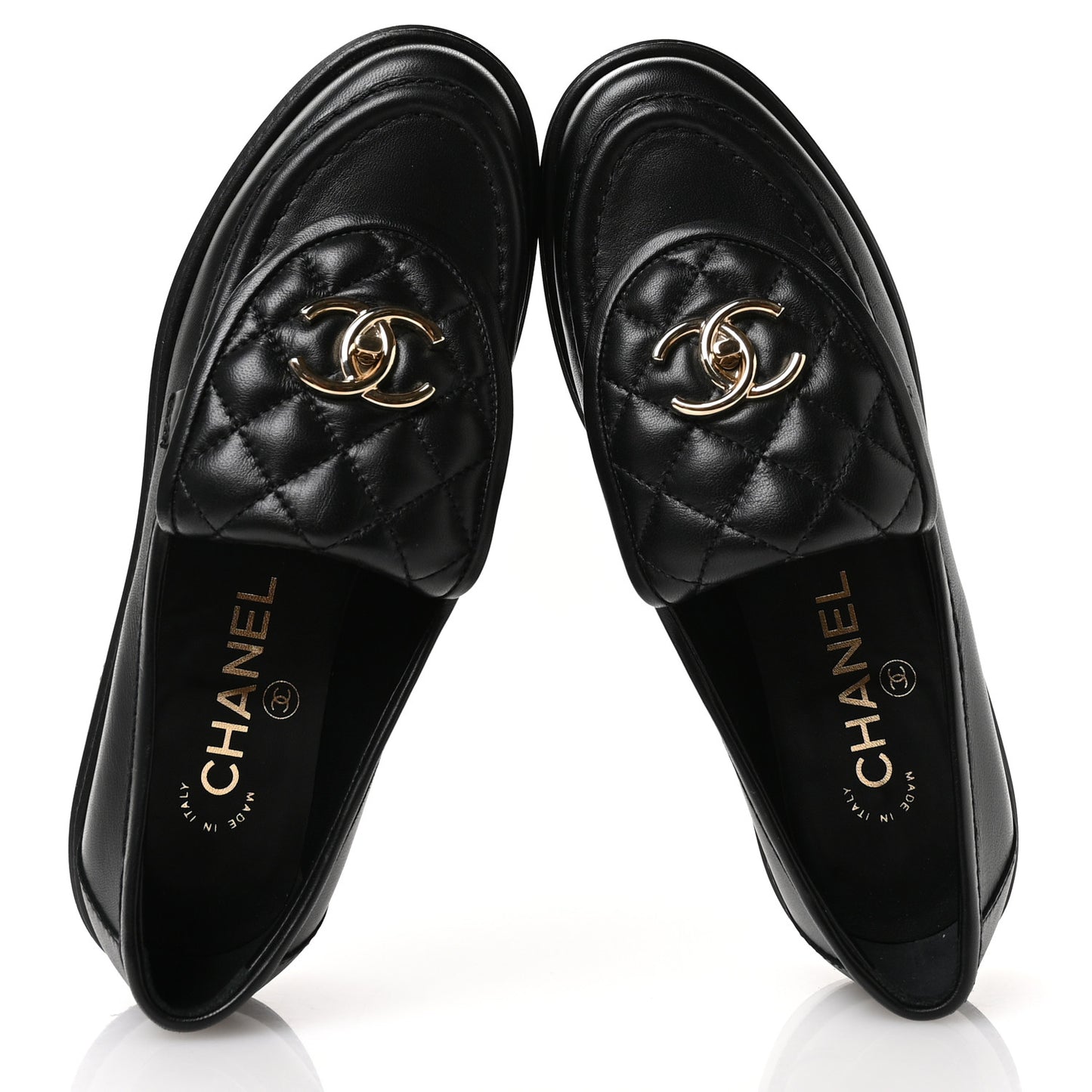 Lambskin Quilted CC Turnlock Loafers 36 Black