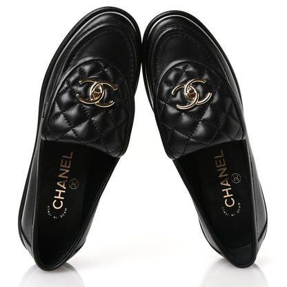 Chanel Lambskin Quilted CC Turnlock Loafers 36 Black 2 of 8