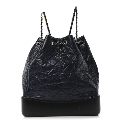 Chanel Aged Calfskin Quilted Small Gabrielle Backpack Blue Black 1 of 10