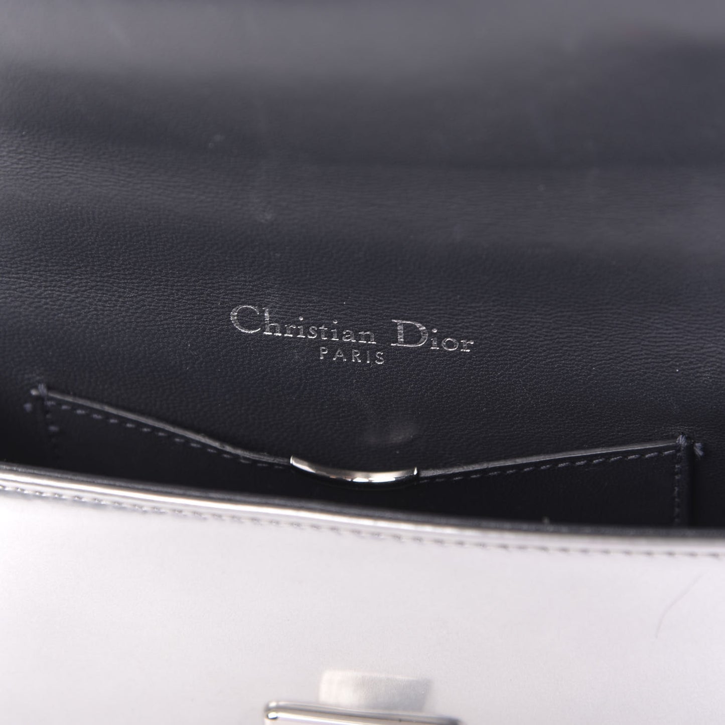 Metallic Patent Micro-Cannage Mini Diorama Flap Bag Silver