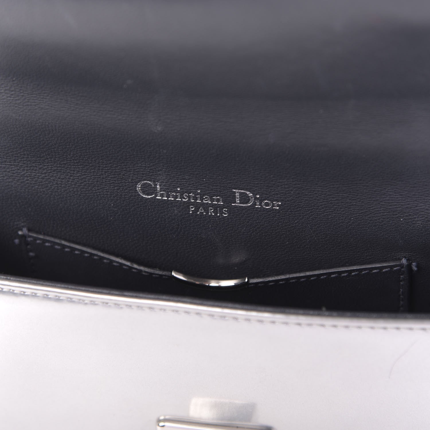 Christian Dior Metallic Patent Micro-Cannage Mini Diorama Flap Bag Silver 6 of 9