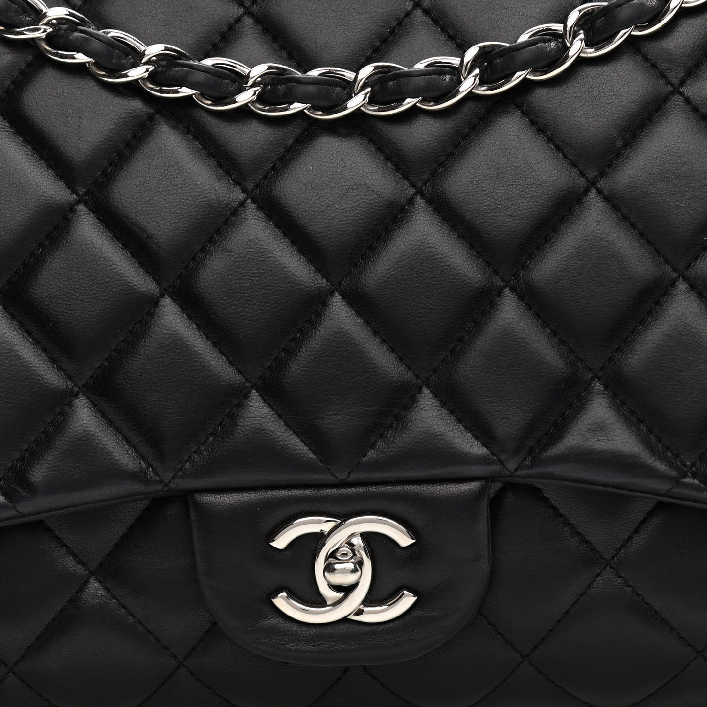 Lambskin Quilted Maxi Single Flap Black