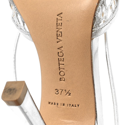 Bottega Veneta Mesh Metallic Nappa Stretch Ankle Tie Sandals 37.5 Silver 6 of 7