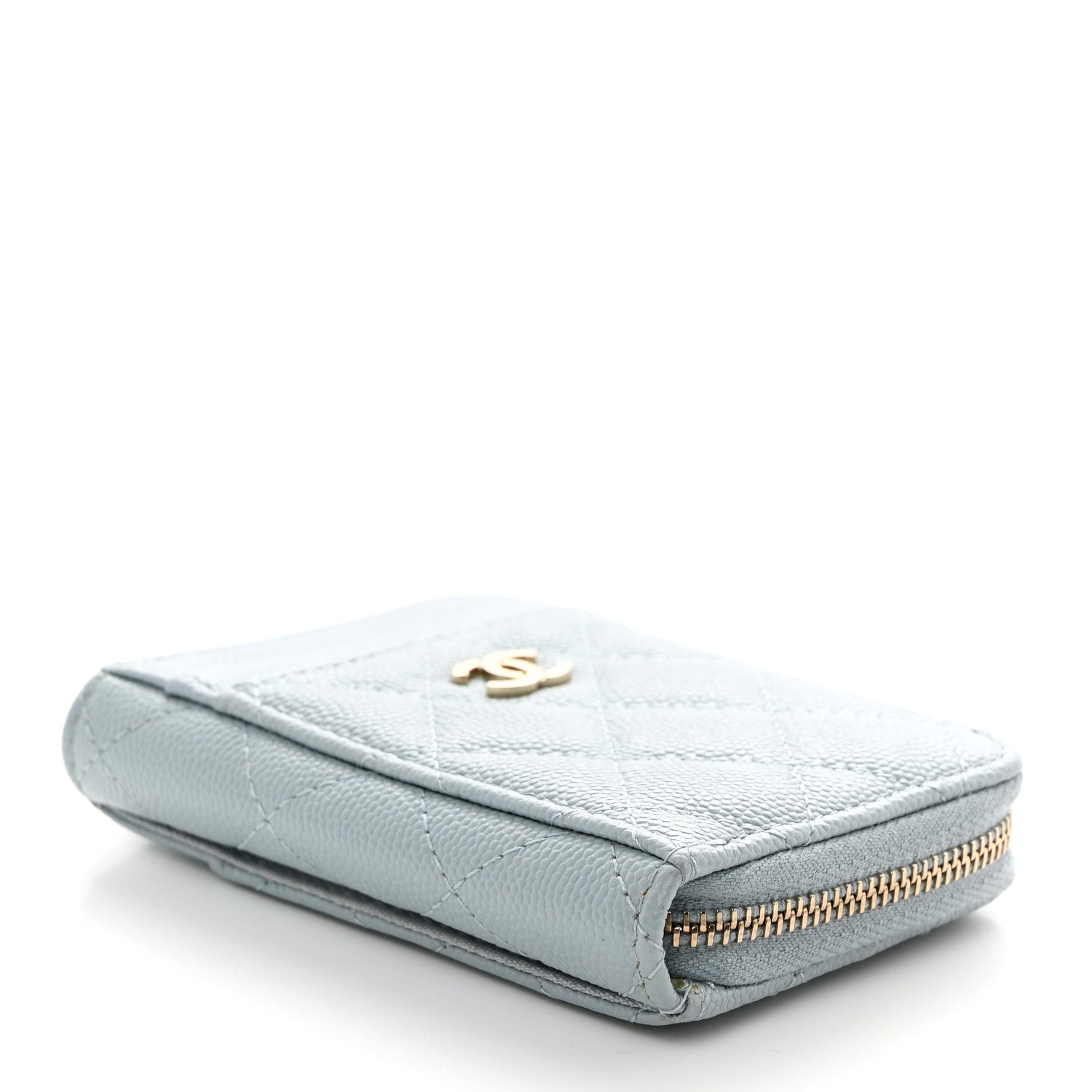Chanel Caviar Quilted Zip Card Holder Light Blue 4 of 8