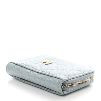 Chanel Caviar Quilted Zip Card Holder Light Blue 4 of 8