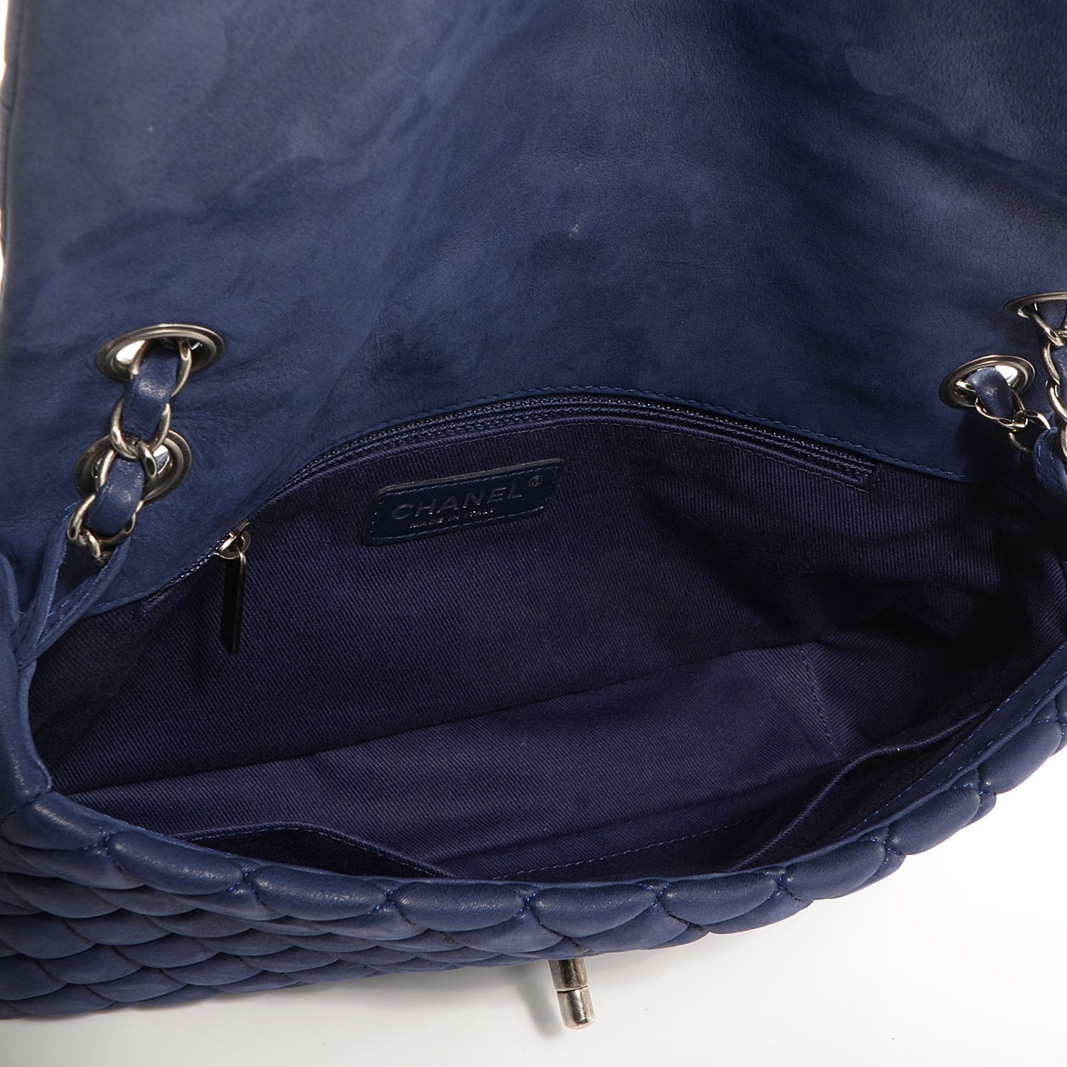 Chanel Iridescent Calfskin New Bubble Large Flap Navy 6 of 9