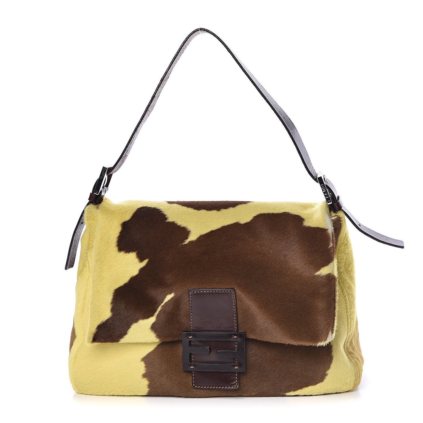 Calf Hair Mama Baguette Yellow Brown