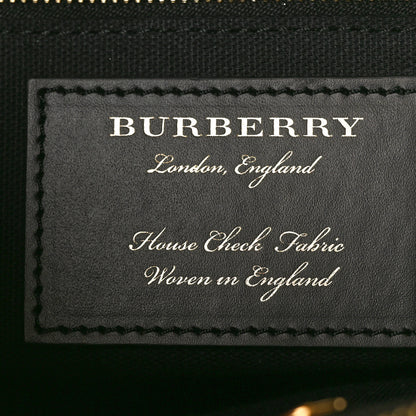 Burberry Derby Calfskin House Check Medium Banner Tote Black 6 of 10
