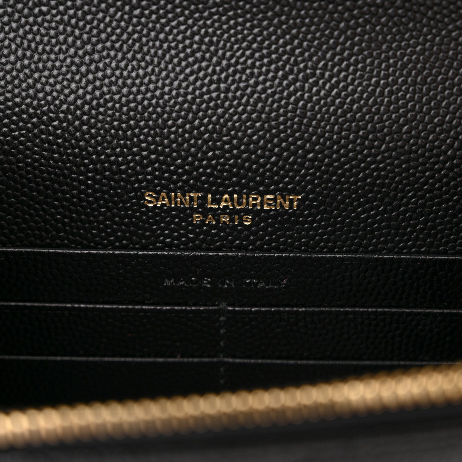 Saint Laurent Grain De Poudre Matelasse Chevron Monogram Envelope Chain Wallet Black 6 of 14