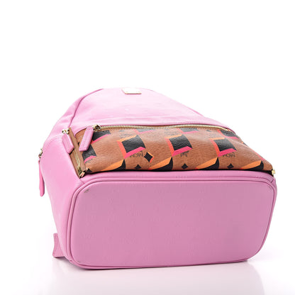 MCM Calfskin Visetos Diamond Printed Small Backpack Pink Cognac 4 of 13