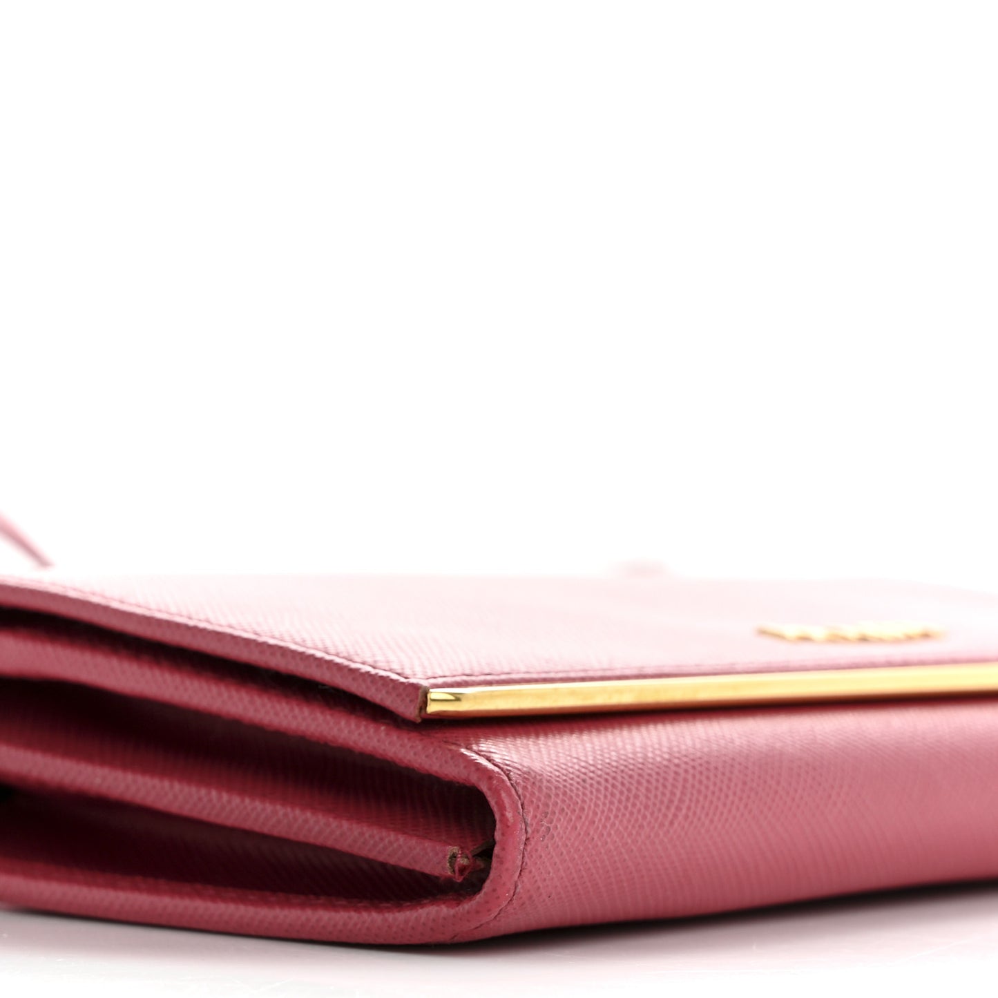 Saffiano Metal Bar Flap Wallet with Strap Peonia