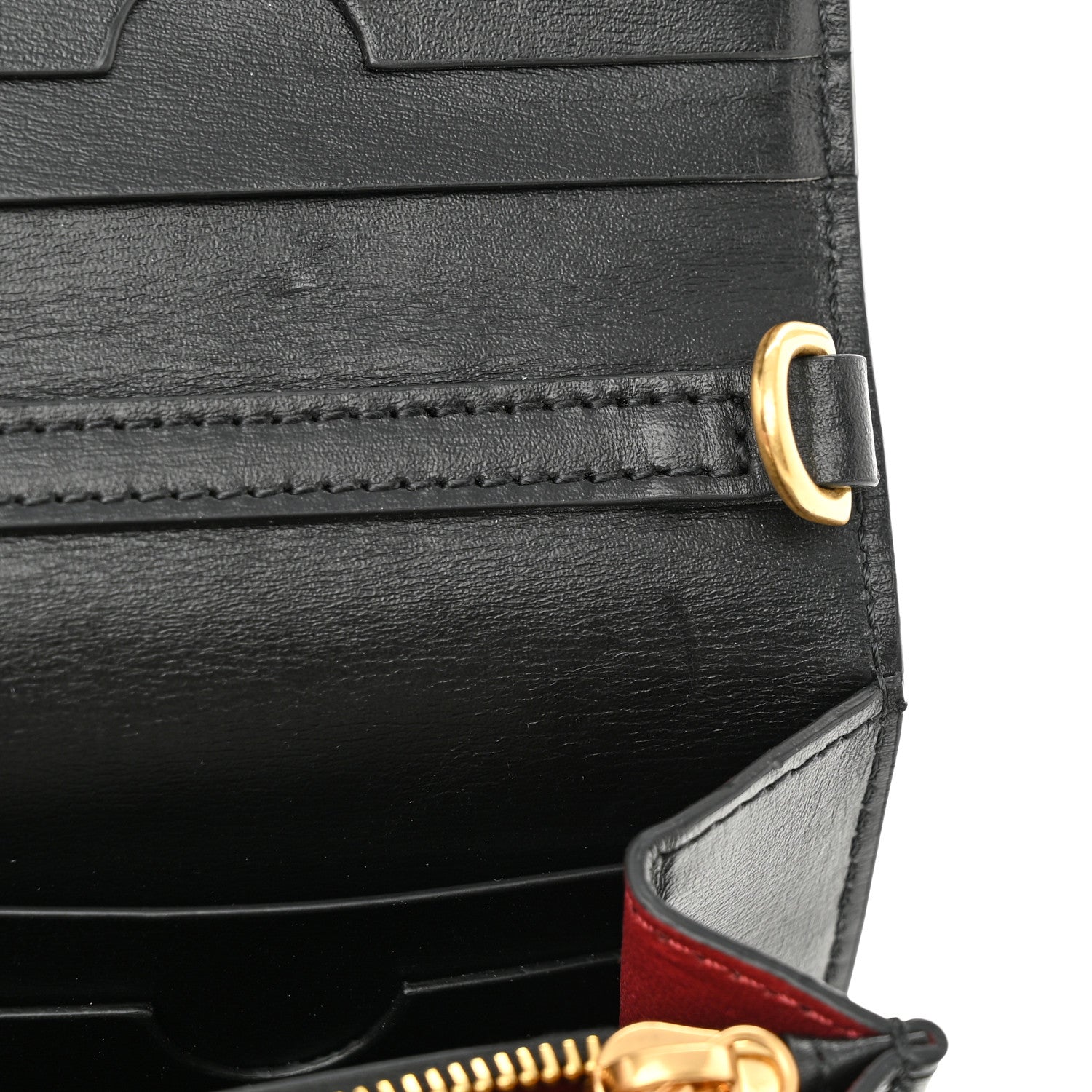 Off-White Calfskin Jitney Quote Flap Wallet On Chain Black 10 of 10
