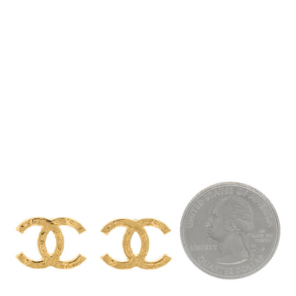 Chanel Metal Textured CC Earrings Gold 2 of 5