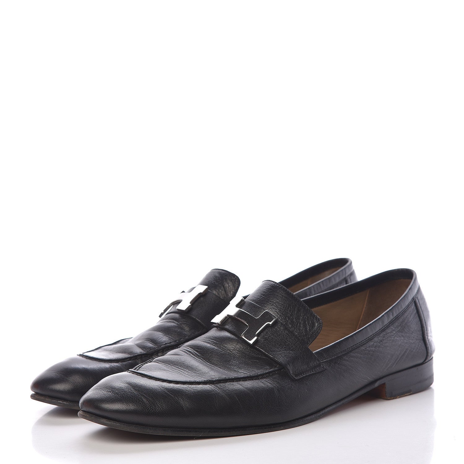 Hermes Goatskin Mens Paris Loafers 43 Black 3 of 20