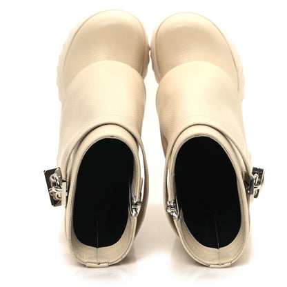 Givenchy Grained Calfskin Shark Lock Biker Ankle Boots 36 Beige 2 of 10