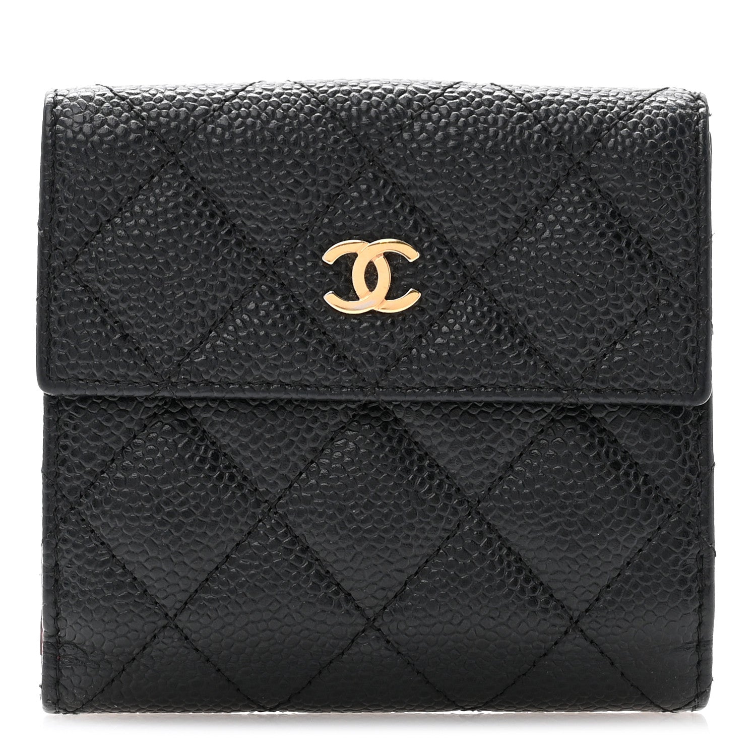 Chanel Caviar Quilted Compact French Flap Wallet Black 1 of 11