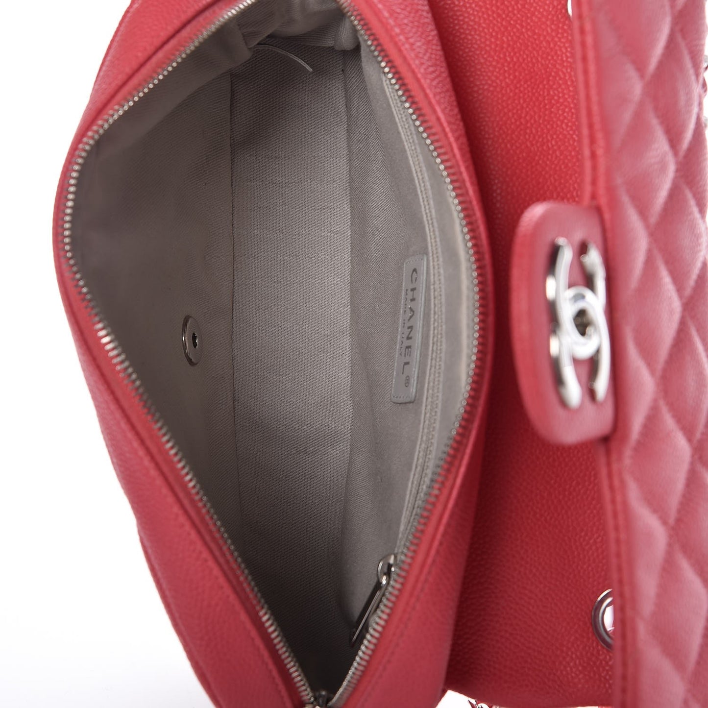 Caviar Quilted Medium Easy Flap Coral