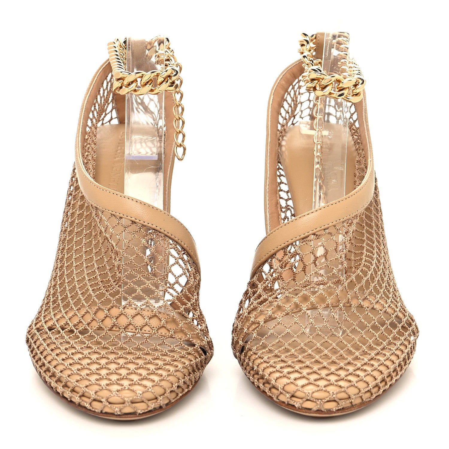 Bottega Veneta Mesh Nappa Chunky Chain Sandals 37 Beige Pony 2 of 7