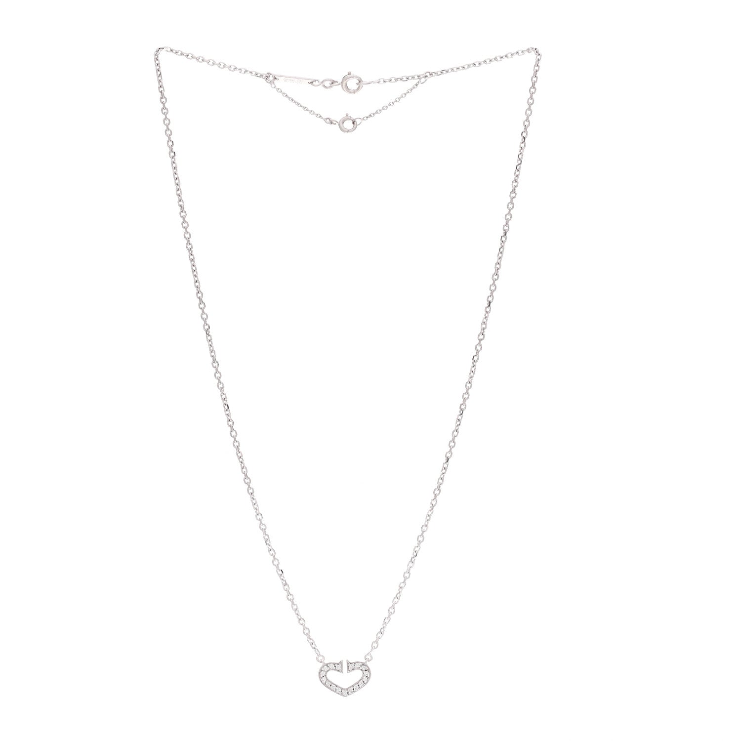 Cartier 18K White Gold Diamond Small Hearts and Symbols Pendant Necklace 3 of 5
