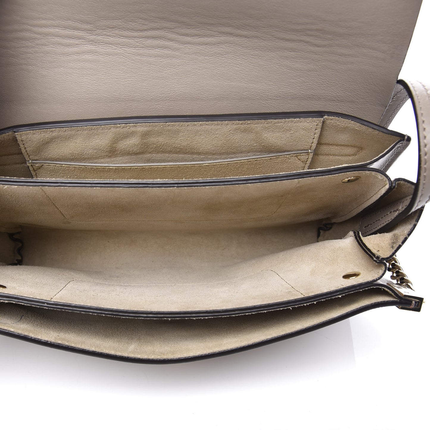 Suede Calfskin Small Faye Shoulder Bag Motty Grey