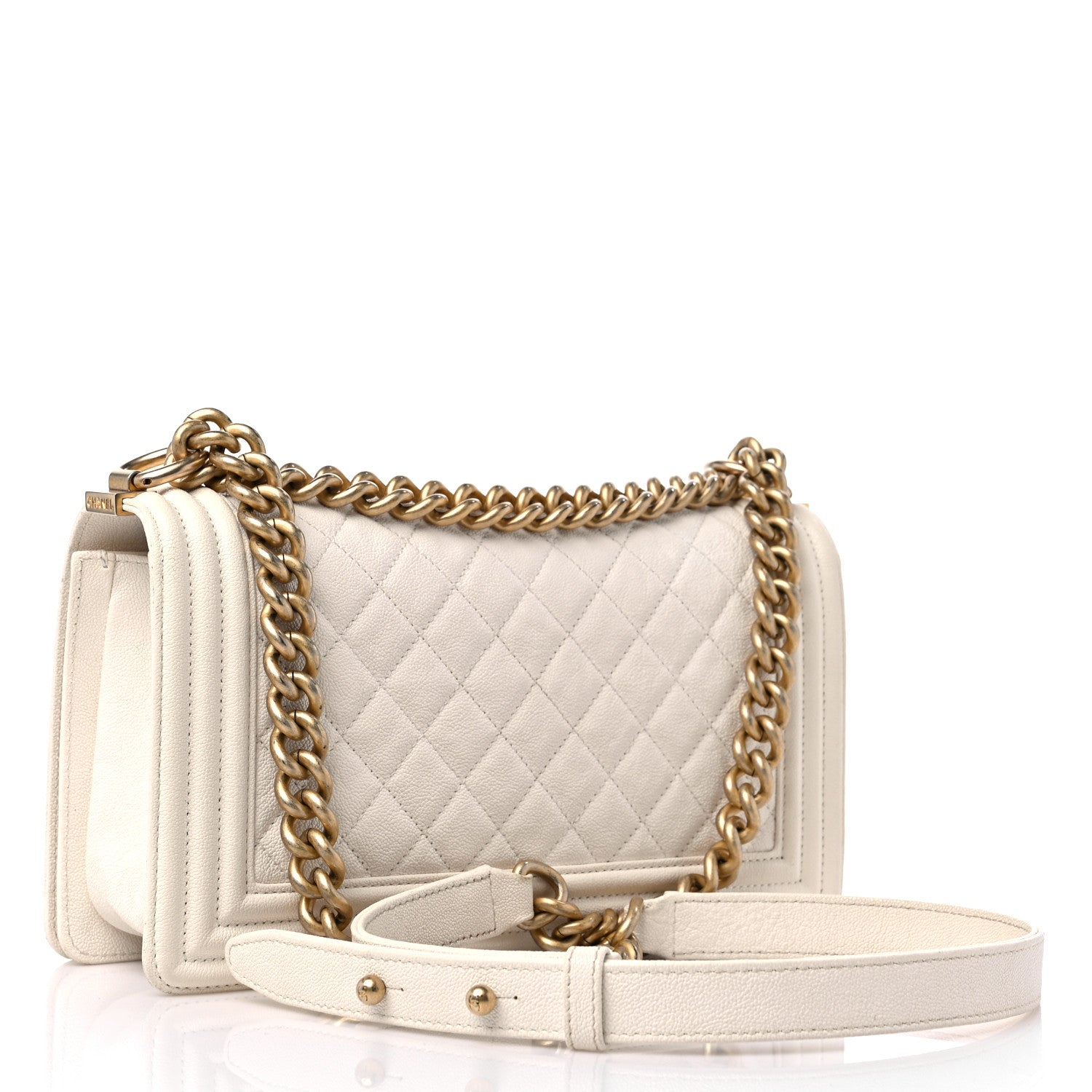 Chanel Caviar Quilted Medium Boy Flap White 3 of 15