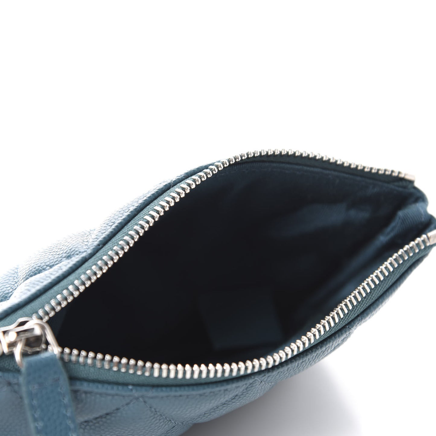 Caviar Quilted Small Cosmetic Case Dark Turquoise