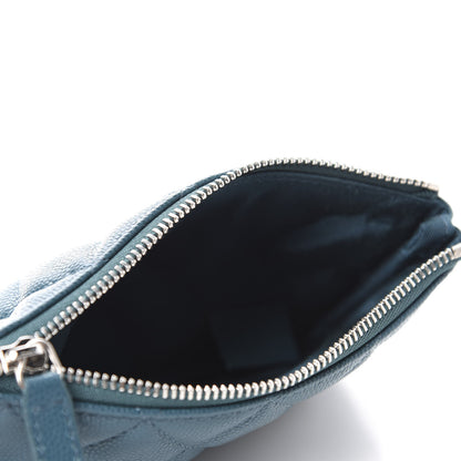 Chanel Caviar Quilted Small Cosmetic Case Dark Turquoise 5 of 8