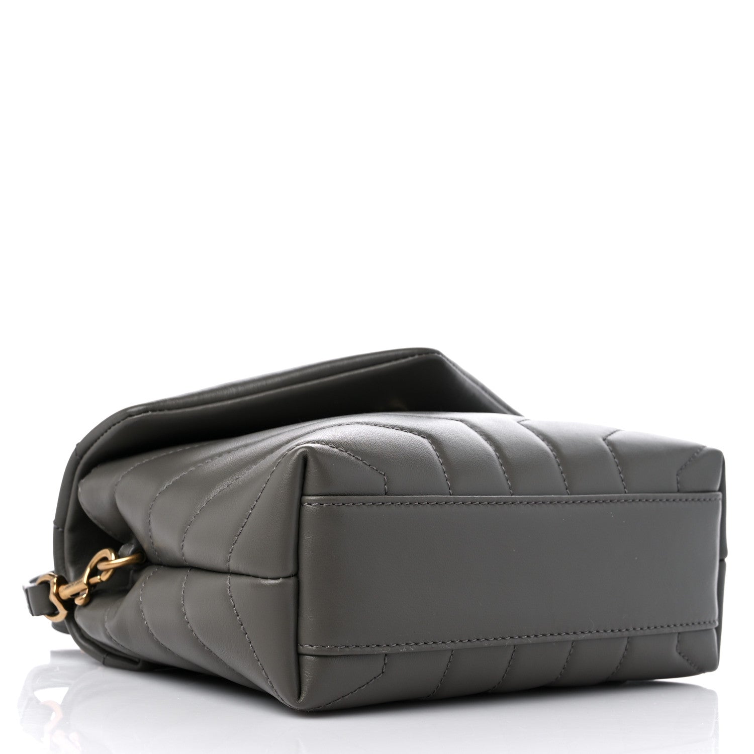 Saint Laurent Calfskin Y Quilted Monogram Toy Loulou Crossbody Bag Grey Kaki 4 of 9