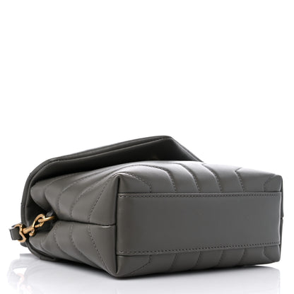 Saint Laurent Calfskin Y Quilted Monogram Toy Loulou Crossbody Bag Grey Kaki 4 of 9