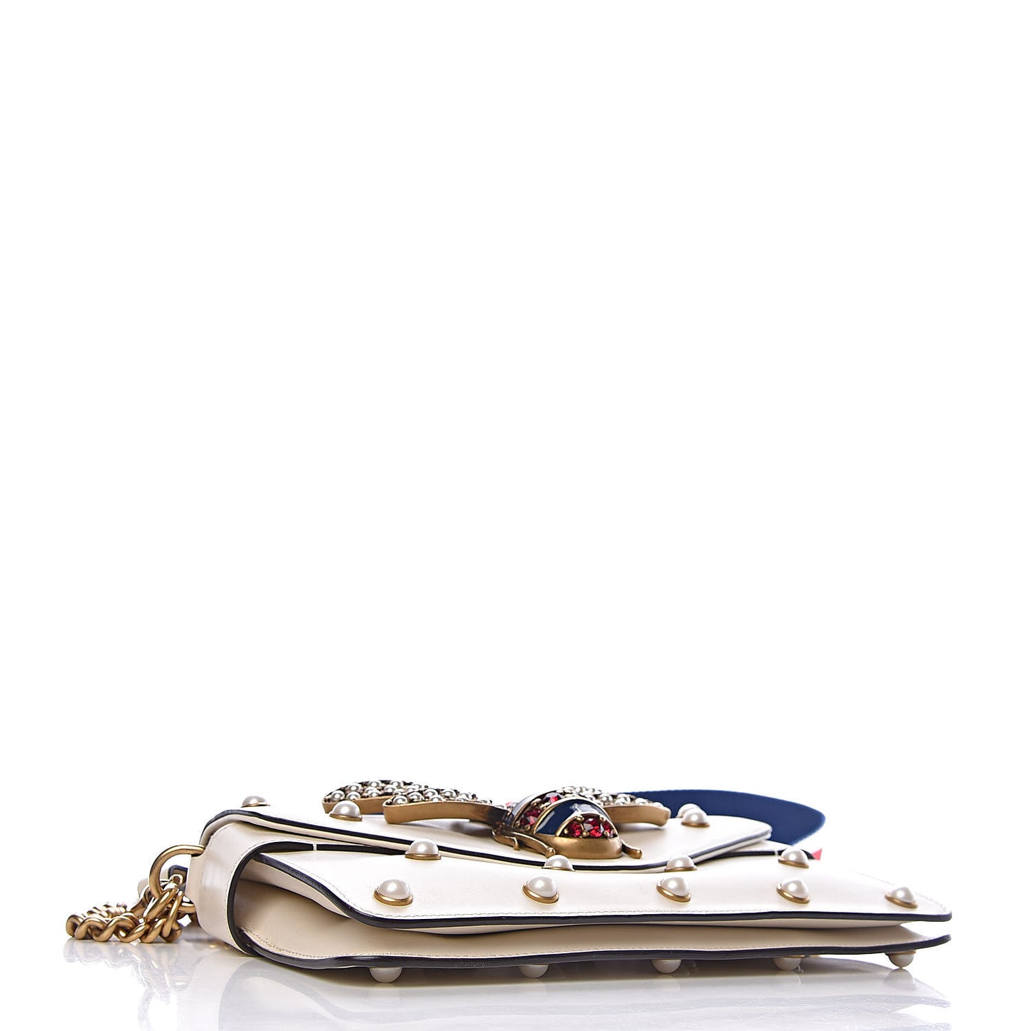 Nappa Pearl Studded Mini Queen Margaret Broadway Shoulder Bag Mystic White