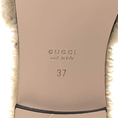 Gucci Shearling Interlocking G Cut Out Slide Sandals 37 Butterscotch 8 of 10