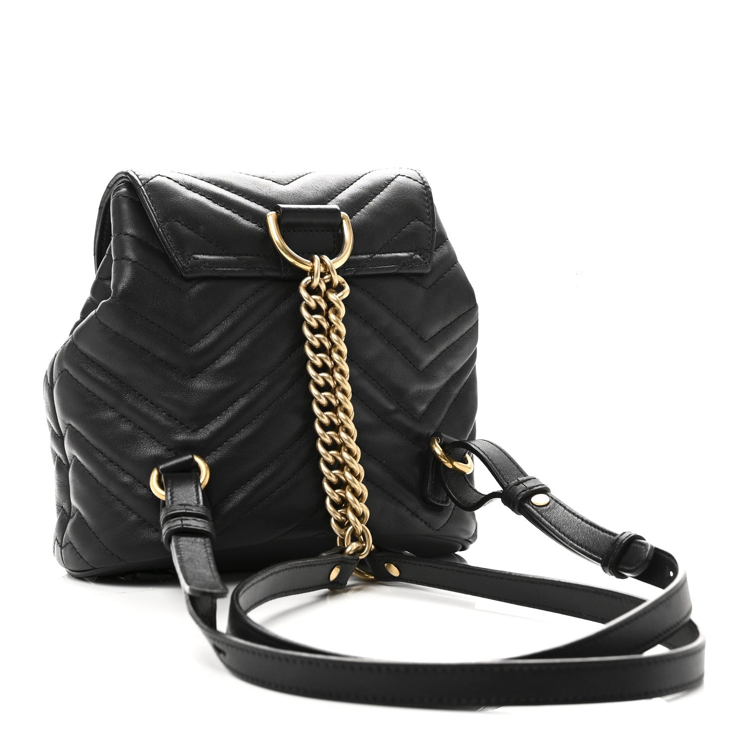 Gucci Calfskin Matelasse GG Marmont Flap Backpack Black 1859932