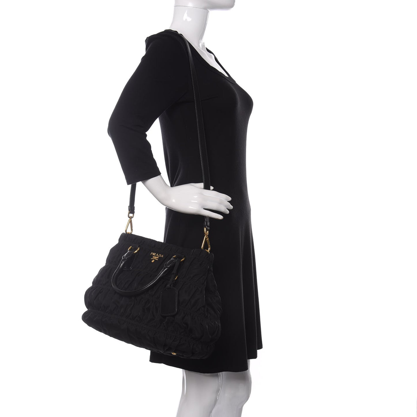 Tessuto Nylon Gaufre Tote Black
