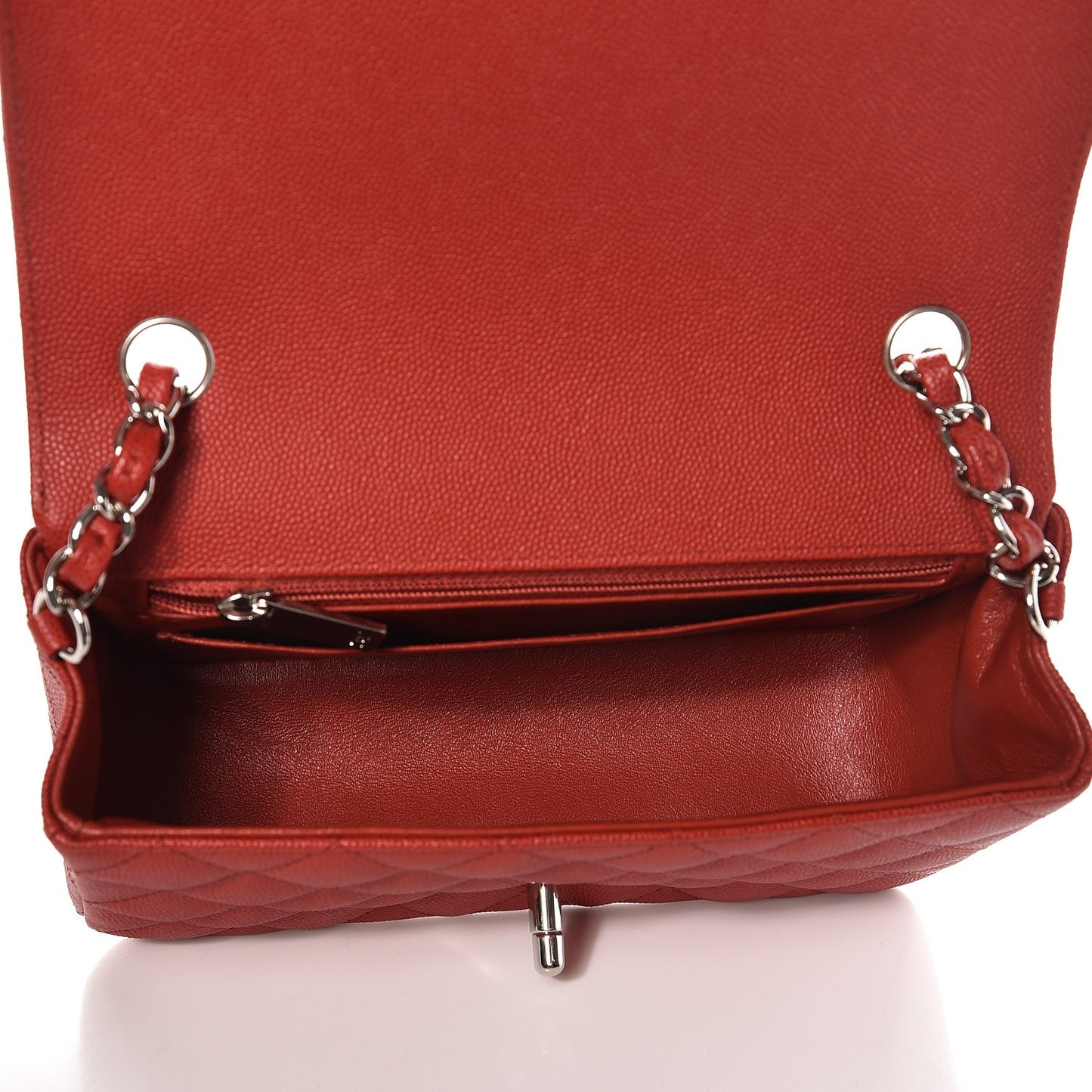 Caviar Quilted Mini Rectangular Flap Red