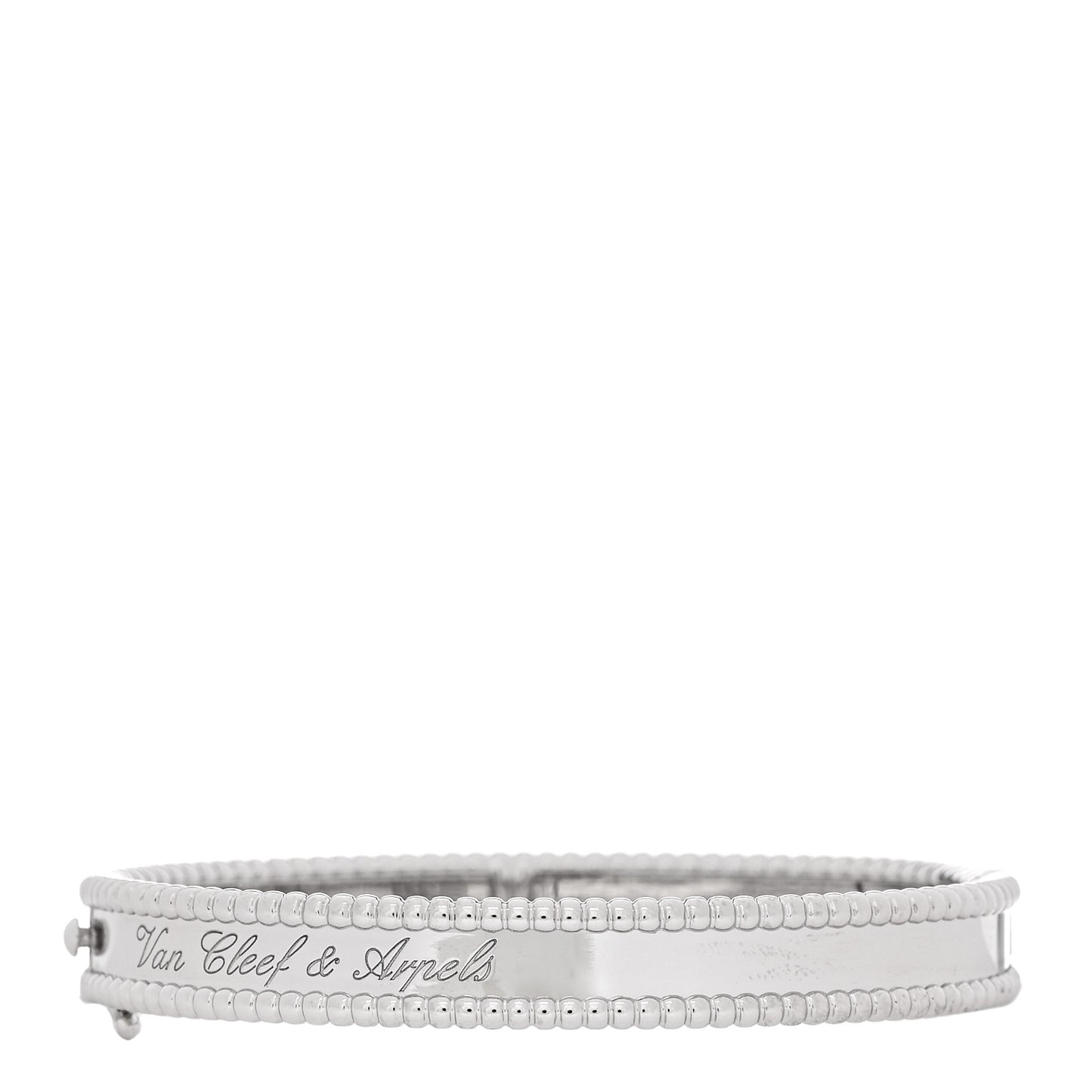 18K White Gold Perlee Signature Bangle Bracelet S