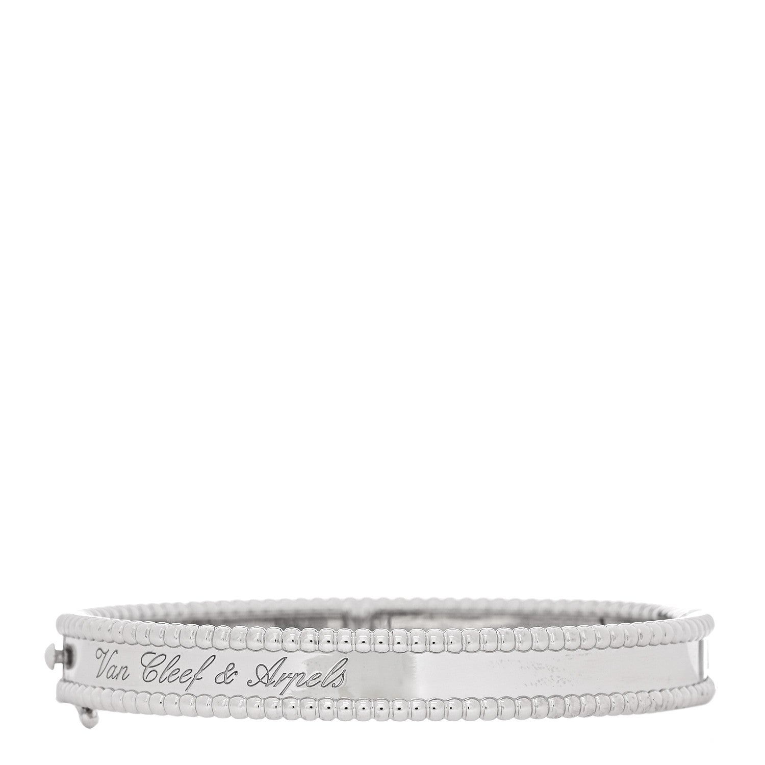 Van Cleef & Arpels 18K White Gold Perlee Signature Bangle Bracelet S 2 of 4