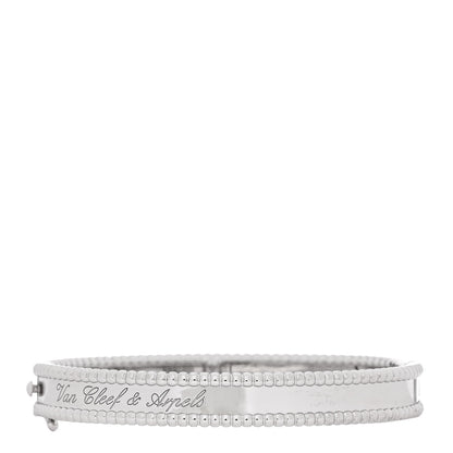 Van Cleef & Arpels 18K White Gold Perlee Signature Bangle Bracelet S 2 of 4